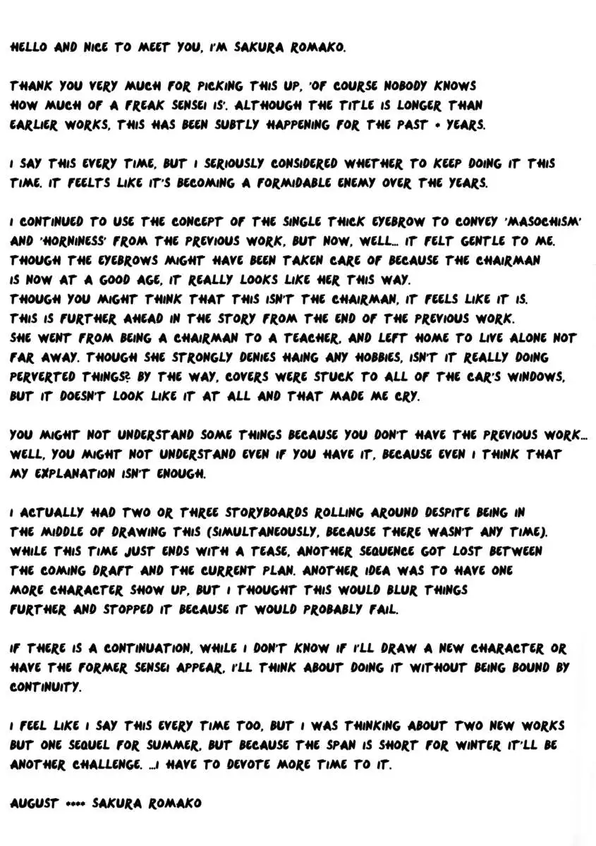 Of Course Nobody Knows How Much of a Freak Sensei Is